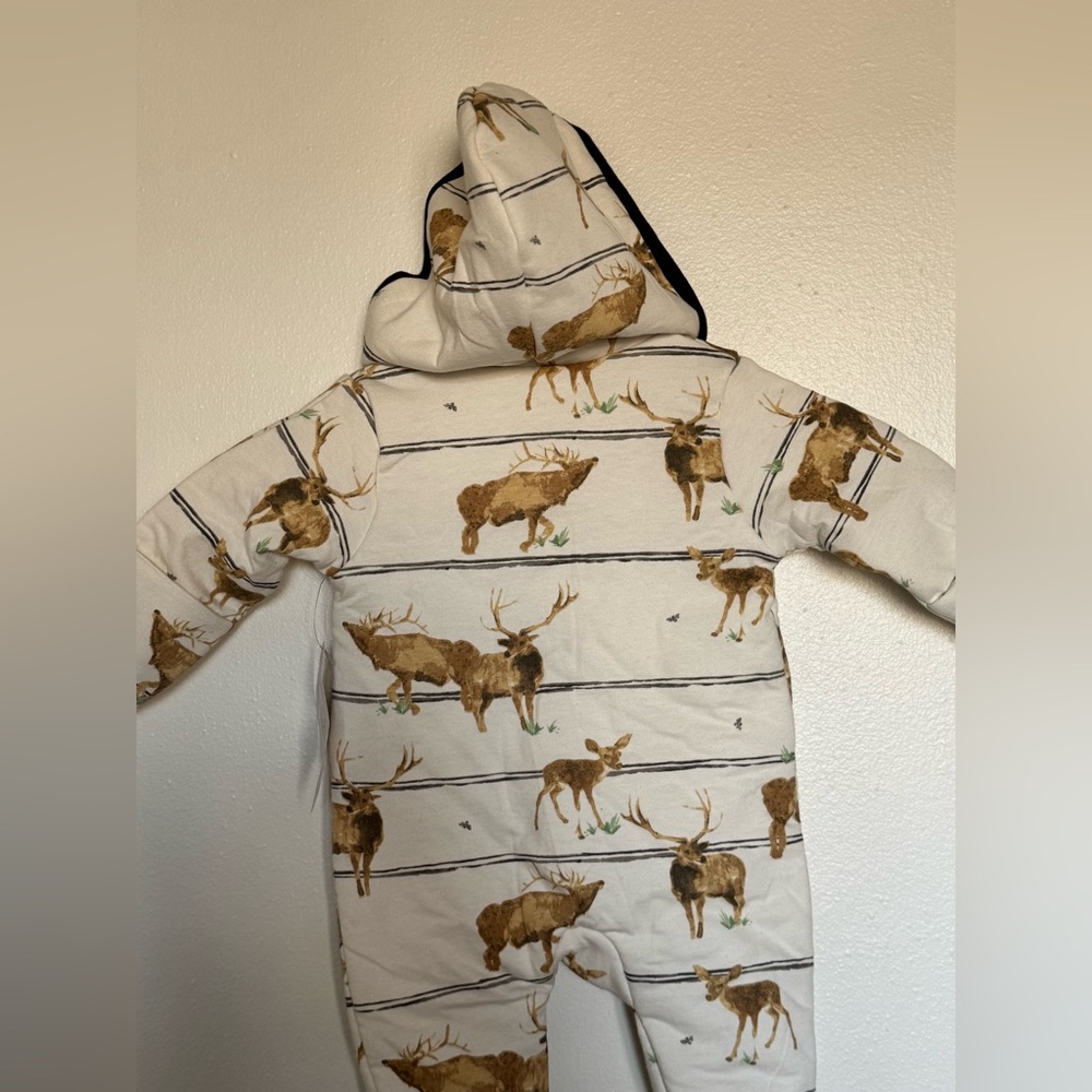 Burt’s Bees Baby NWT Hooded Footie Pajamas 0–3 Months Deer Print - Picture 3 of 10